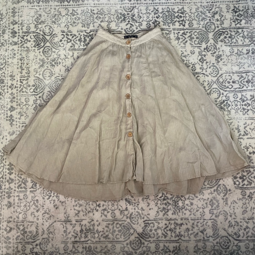 Zara linen button skirt